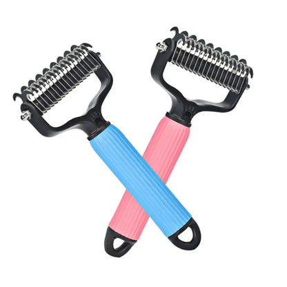 Pet Grooming Tool - Universal Detangling Comb for Dogs, Stainless Steel Double-Sided Design for Effective Shedding and Matted Hair Management, Essential Daily Coat Maintenance Supplies.