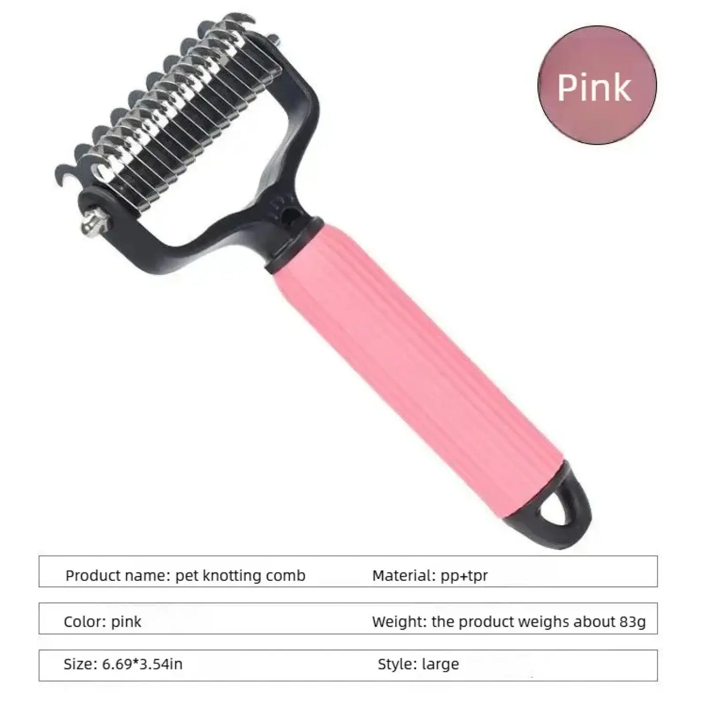 Pet Grooming Tool - Universal Detangling Comb for Dogs, Stainless Steel Double-Sided Design for Effective Shedding and Matted Hair Management, Essential Daily Coat Maintenance Supplies.