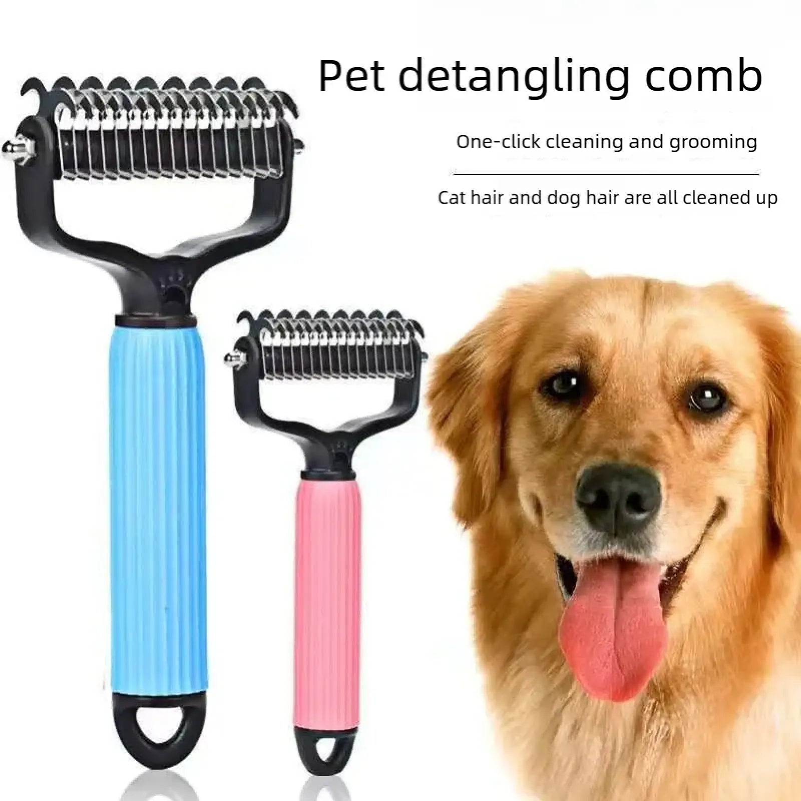 Pet Grooming Tool - Universal Detangling Comb for Dogs, Stainless Steel Double-Sided Design for Effective Shedding and Matted Hair Management, Essential Daily Coat Maintenance Supplies.