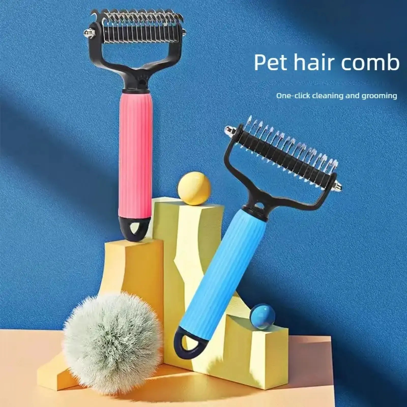 Pet Grooming Tool - Universal Detangling Comb for Dogs, Stainless Steel Double-Sided Design for Effective Shedding and Matted Hair Management, Essential Daily Coat Maintenance Supplies.