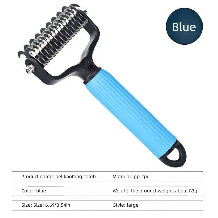 Pet Grooming Tool - Universal Detangling Comb for Dogs, Stainless Steel Double-Sided Design for Effective Shedding and Matted Hair Management, Essential Daily Coat Maintenance Supplies.